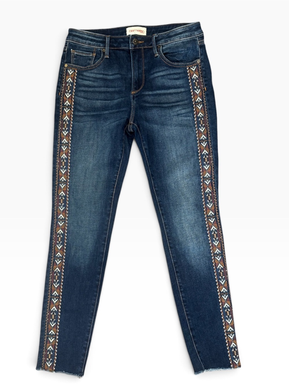 Driftwood Native Jeans Womens Size 27/28 Jackie Skinny Embroidered Stretch Denim
